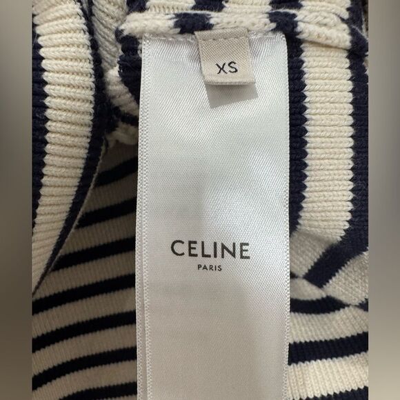 RARE! CELINE CROPPED SWEATER in Blue stripes - Picture 9 of 10